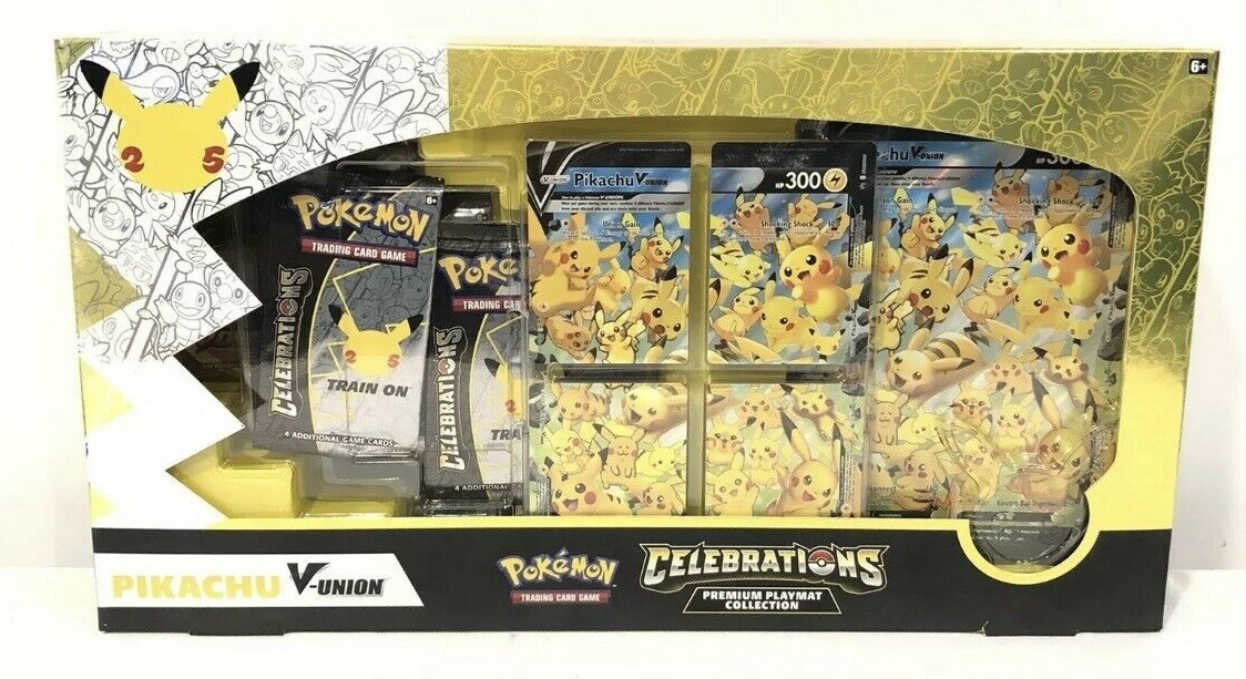 Pokemon Celebrations 25th Anniversary Collection - Pikachu V-Union PREMIUM PLAYMAT Box